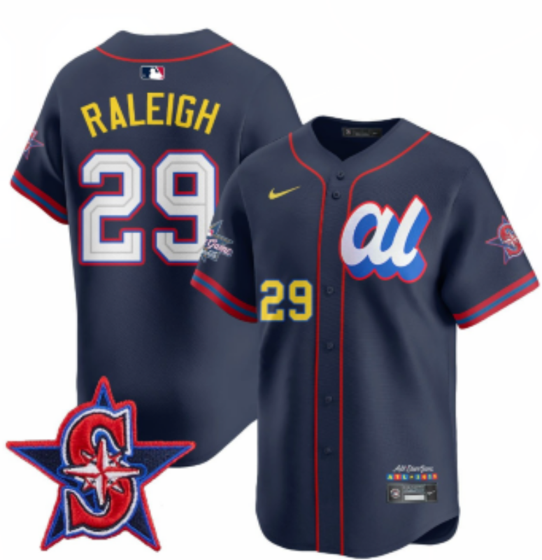 Men 2025 Seattle Mariners #29 Raleigh dark Blue All star Nike MLB Jersey style 13